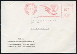 1956 (6.4.) (22 C) BAD GODESBERG-MEHLEM, Absender-Freistempel: WOLLDECKEN SCHENKEN WOHLBEHAGEN, Verband Deutscher Wollde - Sonstige & Ohne Zuordnung