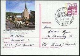 1987 (21.8.) 8733 BAD BOCKLET 1, Handwerbestempel: Bayerisches Staatsbad (= Postkutsche) Motivgleiche Bild-Ganzsache 60  - Other & Unclassified