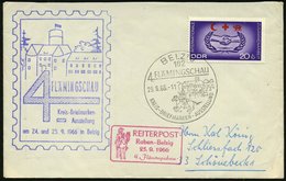 1966 (25.9.) 182 BELZIG, Sonderstempel: 4. FLÄMINGSCHAU.. (= Postreiter U. Burg Eisenhart) + Roter Nebenstempel: REITERP - Sonstige & Ohne Zuordnung