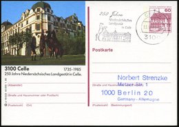 1985 (13.11.) 3100 CELLE , Maschinen-Werbestempel: 250 Jahre Niedersächs. Landgestüt.. (Pferd Vor Schloß) Motivgleiche B - Altri & Non Classificati