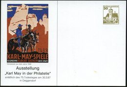 1987 (30.3.) Deggendorf, PP 30 Pf. Burgen: KARL-MAY-SPIELE KURORT RATHEN, Ausstellung "Karl May In Der Philatelie" (Plak - Otros & Sin Clasificación