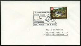 1991 (16.8.) ÖSTERREICH, Sonderstempel: 1150 WIEN, 3. Europa-Schau-Championat, SHAGYA - ARABER.. (Pferdekopf) Ausl.-Brie - Sonstige & Ohne Zuordnung