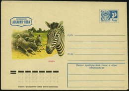 1975 UdSSR, 4 Kop. Ganzsachen-Umschlag, Blau: Natur-Reservat ASKANIJA-NOVA (Zebras), Ungebr. - Pferd / Horse / Cheval /  - Sonstige & Ohne Zuordnung