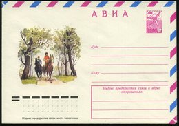 1978 UdSSR, 4 Kop. Luftpost-Ganzsachen-Umschlag, Rot: 2 Reiter Im Wald (Graphik), Ungebr. - Pferd / Horse / Cheval / Cav - Other & Unclassified