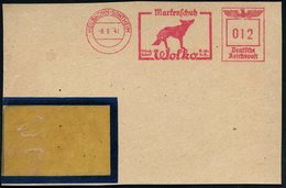 1941 (8.5.) HEILBRONN-SONTHEIM, Absender-Freistempel:  Markenschuh Wolko GmbH = Wolf, Teil-Vorderseite - Hund, Wolf, Fuc - Autres & Non Classés