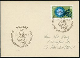 1973 (15.4.) 929 ROCHLITZ, Sonderstempel: 50 JAHRE DIENST- U. GEBRAUCHSHUNDESCHAU (Schäferhundkopf) Inl.-Karte - Hund, W - Otros & Sin Clasificación