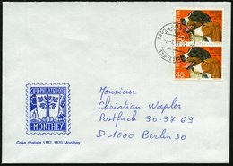 1984 (2.1.) SCHWEIZ, 40 C. Kynologische Gesellschaft, Paar = Berner Sennenhund, Schwyzer Laufhund, Ausl.-Brief (Mi.1257  - Other & Unclassified