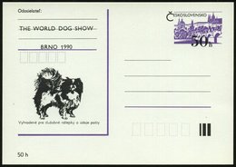 1990 TSCHECHOSLOWAKEI, PP 50 H. Prag: Internat. THE WORLD DOG SHOW BRNO (Spitz) Ungebr. - Hund, Wolf, Fuchs / Dog / Chie - Other & Unclassified