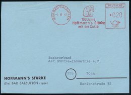 1957 (21 A) BAD SALZUFLEN, Absender-Freistempel: 100 Jahre Hoffmann's Stärke Mit Der Katze (Hauskatze Sich Leckend) Firm - Sonstige & Ohne Zuordnung