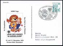 1979 (11.11.) 4000 DÜSSELDORF 1, PP 50 Pf. Burgen: JAHR DES KINDES.. = Kind U. Löwe (Mi.PP 103/ 33) + Motivgleicer, Pass - Otros & Sin Clasificación