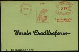 1932 (7.9.) EHRENFRIEDERSDORF, Absender-Freistempel: A. Atmanspacher, Pather-Schuhe (= Leopard) Teil-Vorderseite - Löwe, - Altri & Non Classificati