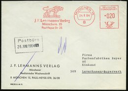 1941 (22.1.) MÜNCHen 2 HDB, Absender-Freistempel: J. F. LEHMANNs VERLAG.. = Löwen-Denkmal "Ich Hab's Gewagt" (= Firmenlo - Autres & Non Classés