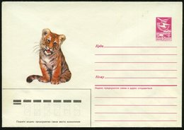 1986 UdSSR, 5 Kop. Ganzsachen-Umschlag, Lilarot: Tiger-Baby, Ungebr. - Löwe, Tiger & Andere Großkatzen / Lion & Predicio - Autres & Non Classés