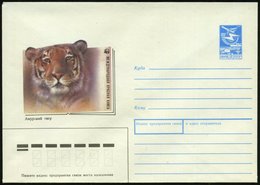 1986 UdSSR, 5 Kop. Ganzsachen-Umschlag, Blau: WWF Amur-Tiger, Ungebr. - Löwe, Tiger & Andere Großkatzen / Lion & Predici - Andere & Zonder Classificatie