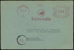 1944 (24.8.) STUTTGART 1, Absender-Freistempel: Dr. G. Eberle & Cie = Wildschweinkopf, Kleine Bedarfs-Vorderseite - Wild - Sonstige & Ohne Zuordnung