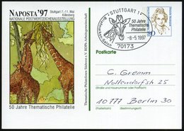 1997 (8.5.) 70173 STUTTGART 1, PP 80 Pf. Varnhagen: NAPOSTA '97.. (2 Giraffen) + Motiv-ähnl. Sonderstempel: 50 Jahre The - Autres & Non Classés