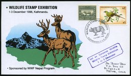 1966 (Dez.) NEPAL, Sonderstempel: KATHMANDU G.P.O., WILDLIFE STAMP EXHIBITION = Panzer-Nashorn Auf Passender Frankatur 1 - Altri & Non Classificati