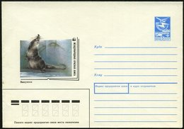 1988 UdSSR, 5 Kop. Ganzsachen-Umschlag, Blau: WWF, Bisamrüssler ("Rotes Buch"), Ungebr. - Wild Lebende Säugetiere / Wild - Otros & Sin Clasificación