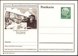 1957 Hannover, 10 Pf. Heuss I: Zoolog. Garten, Neues Tropenhaus = Schimpande, Ungebr. (Mi.P 24) - Primaten & Affen / Pri - Altri & Non Classificati