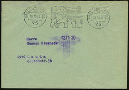 1963 (28.10.) 75 KARLSRUHE PSchA, Maschinen-Werbestempel: Besucht Uns Im Karlsruher ZOO = Elefant Mit Affe U. Bär, Porto - Other & Unclassified