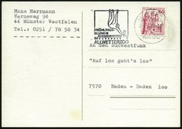 1980 4400 MÜNSTER 1, Maschinen-Werbestempel: FRÜHLINGSBLUMEN IM ALLWETTERZOO = Gibbon Pflückt Tulpe, Bedarfskarte (Bo.15 - Other & Unclassified