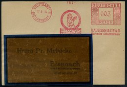 1934 (17.9.) STUTTGART-BAD CANNSTATT 1, Absender-Freistempel: Mercedes HAUEISEN & CIE AG... Schuhfariken = Affe Mit Schu - Other & Unclassified