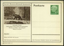 1957 Dortmund, 10 Pf. Bild-Ganzsache Heuss I: Tierpark (Rombergpark) Mit Bär, Ungebr. (Mi.P 24/241) - Bär / Bear / Ours  - Sonstige & Ohne Zuordnung