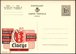 1954 BELGIEN, 1,20 F. Publibel-Ganzsache: Claeys MEUBELS, MEUBLES.. = Bär Mit Eichelwappen, Ungebr., Ungebr. (Mi.P 289 I - Autres & Non Classés