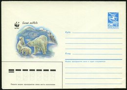 1987 UdSSR, 5 Kop. Ganzsachen-Umschlag, Blau: WWF, 3 Eisbären, Ungebr. - Bär / Bear / Ours / Orso - Other & Unclassified