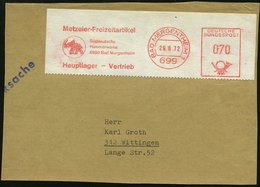 1972 (29.6.) 699 BAD MERGENTHEIM 1, Absender-Freistempel: Metzeler-Freizeitartikel, Süddeutsche Hammerwerke.. = Elefant  - Other & Unclassified