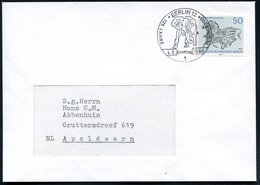 1969 (4.6.) 1 BERLIN 12, Sonderstempel: 125 JAHRE BERLINER ZOO.. = Elefant Auf Passender EF 50 Pf. "125 Jahre Berliner Z - Altri & Non Classificati