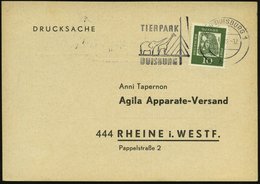 1962 (30.1.) (22 A) DUISBURG 1, Maschinen-Werbestempel Mit Alter PLZ: TIERPARK DUISBURG = Rheinbrücke Mit Elefant U. Gir - Otros & Sin Clasificación