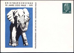 1971 Halle/ Saale, PP 10 Pf. Ulbricht, Grün: 70 JAHRE ZOO HALLE = Elefant, Ungebr. (Mi.PP 8/74) - Elefant / Elephant / E - Other & Unclassified