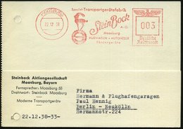 1938 (22.12.) MOOSBURG, Absender-Freistempel: Transportgerätefabrik Stein Bock.. = Steinbock (Reg.-Lochung Geschl.), Fir - Other & Unclassified