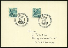 1949 (27.11.) SCHWEIZ, Sonderstempel: CUERA, EXPOS. CANTONAL GRISCHUNA.. = Steinbock (= Graubündner Briefm.-Ausstellung) - Autres & Non Classés