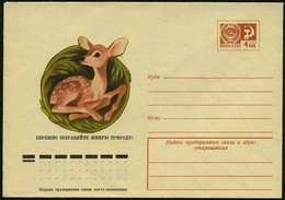 1975 UdSSR, 4 Kop. Ganzsachen-Umschlag, Braun: "Schützt Unsere Umwelt!" (Rehkitz) Ungebr. - Rot- & Schalenwild / Red Dee - Autres & Non Classés