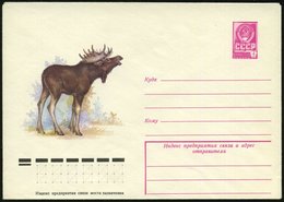 1979 UdSSR, 4 Kop. Ganzsachen-Umschlag, Lilarot: Röhrender Elch, Ungebr. - Rot- & Schalenwild / Red Deer / Bêtes Fauves  - Altri & Non Classificati