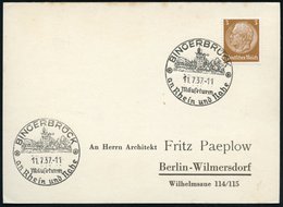 1937 (11.7.) BINGERBRÜCK, Handwerbestempel: Mäuseturm.. (= Mäuseturm Im Rhein) Inl.-Karte (Bo.1, Erstjahr) - Nagetiere & - Andere & Zonder Classificatie
