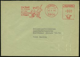 1980 (5.8.) 5800 HAGEN 1, Kommunaler Absender-Freistempel: Vel Spaß Für Kinder Mit Der Ferienmaus.. (Maus) Codierter Kom - Altri & Non Classificati