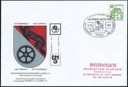 1981 (17.10.) 7000 STUTTGART 30, PU 50 Pf. Burgen, Grün: BIBERBACH.. DMG = Wappen Mit Biber (Mi.PU 113/ 36) + Motivgleic - Andere & Zonder Classificatie