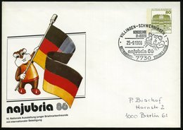 1986 (25.9.) 7730 VILLINGEN-SCHWENNINGEN 1, PU 80 Pf. Burgen: Najubria 86 = Hamster Mit Deutschlandfahne (Mi.PU 117) + M - Otros & Sin Clasificación