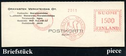1954 FINNLAND; Absender-Freistempel: ORAVAISTENTEHDAS, ORAVAISTEN VERKATHEDAS = Eichhörnchen, Briefstück - Nagetiere & E - Sonstige & Ohne Zuordnung