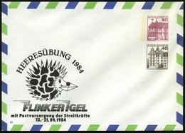 1984 B.R.D., PU 60 Pf. + 40 Pf. Burgen: HEERESÜBUNG 1984 "FLINKER IGEL".. = Igel, Ungebr. (Mi.PU 221/3) - Igel & Insekte - Autres & Non Classés