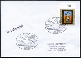 1981 (13.12.) 6300 GIESSEN 1, Sonderstempel: MINERALIEN- U. FOSSILIENBÖRSE = Fledermaus U. Kristall, Inl.-Brief (Bo.52,  - Autres & Non Classés