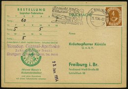 1954 (21.1.) (14 A) STUTTGART 9, Maschinen-Werbestempel: Besucht Uns In Der Wilhelma = Krokodil, Firmenkarte (Bo.157 A I - Sonstige & Ohne Zuordnung