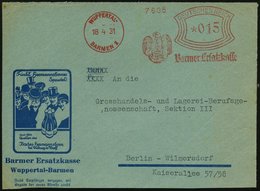 1931 (18.4.) WUPPERTAL-BARMEN 1, Absender-Freistempel: Barmer Ersatzkasse = Adler Mit Schlange, Reklame-Vorderseite: Tri - Other & Unclassified