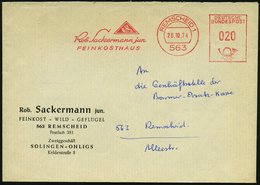 1974 563 REMSCHEID 1, Absender-Freistempel: Rob. Sackermann Jun. FEINKOSTHAUS = Hummer, Firmenbrief - Gliederfüsser, Spi - Autres & Non Classés