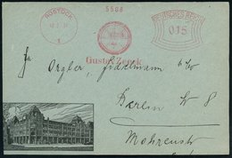 1931 (12.2.) ROSTOCK 1, Absender-Freistempel "Bogenrechteck": Gustav Zeeck = Spinne Im Netz, Kleine Firmen-Vorderseite M - Sonstige & Ohne Zuordnung