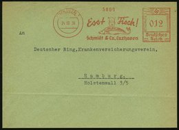 1936 (24.10.) CUXHAVEN 1, Absender-Freistempel: Esst Fisch! Schmidt & Co. = Koch Mit Seefisch, Bedarfs-Vorderseite - Fis - Autres & Non Classés