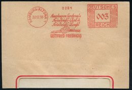 1938 (20.12.) HAMBURG-ALTONA 1, Absender-Freistempel: Friedrichs-Aal U. Friedrichs-Lachs.. (2 Aale, Lachs-Dose) Text, Te - Sonstige & Ohne Zuordnung